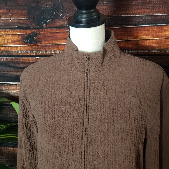 NWOT Orvis Medium Lightweight Full Zip Jacket Rayon Crepe Textured Bungee Waist - Picture 9 of 12